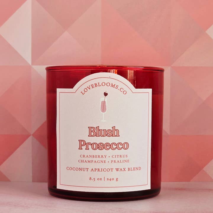 Bougie Prosecco Blush – Canneberge + Champagne dans un pot rouge pour la vente par Love Blooms