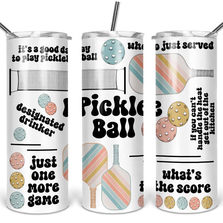 DIYxe – copos e garrafas térmicas por atacado – Pickleball 20oz Skinny Tumbler | Tumbler Desportivo