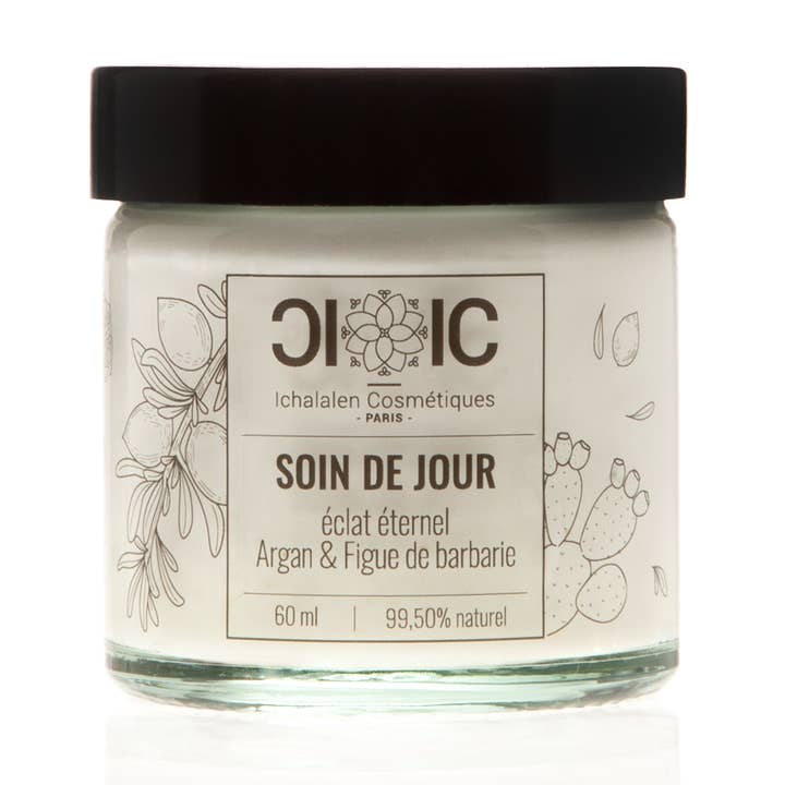 SOIN DE JOUR ÉCLAT ÉTERNEL " Argan & Barbarie " pour la vente par ICParis ( Ichalalen cosmétiques Paris)