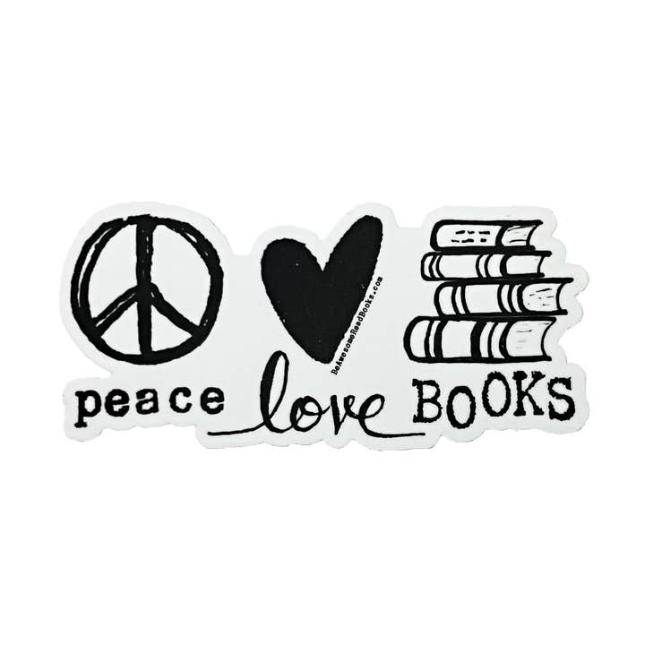 Peace Love Books gestanste sticker voor wholesale door Carpe Librum