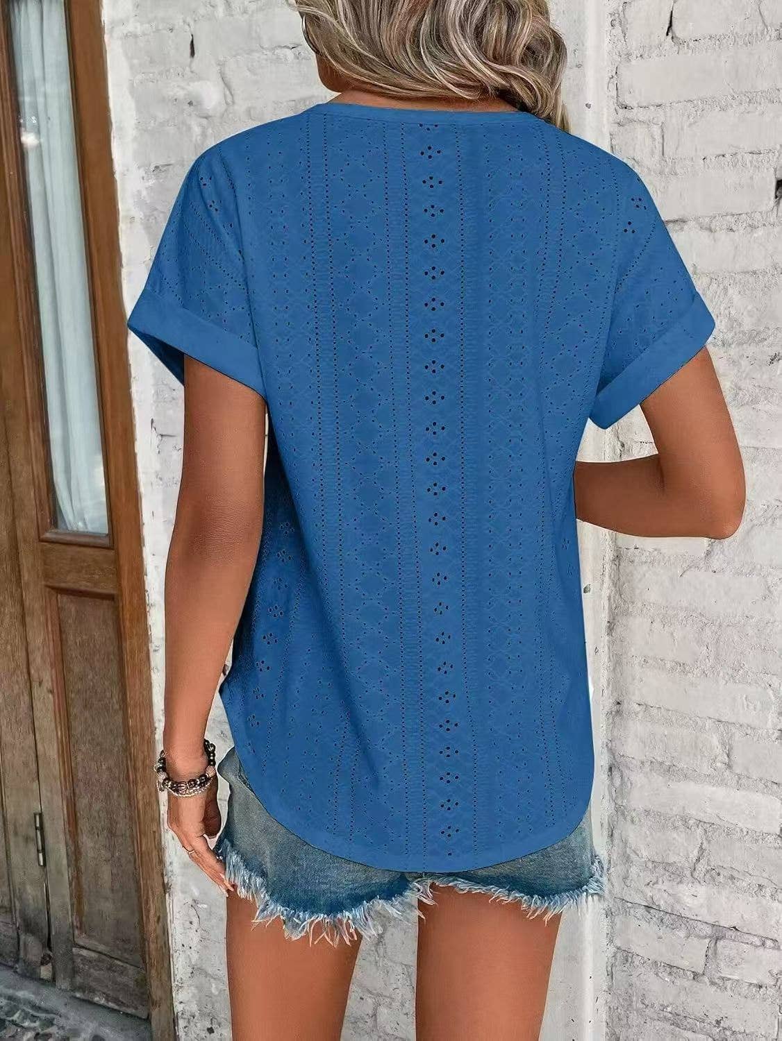 Lovesoft - Wholesale Blouse - Dames - Dames Casual Korte Mouw Shirts Effen Kleur Trendy Blouses5