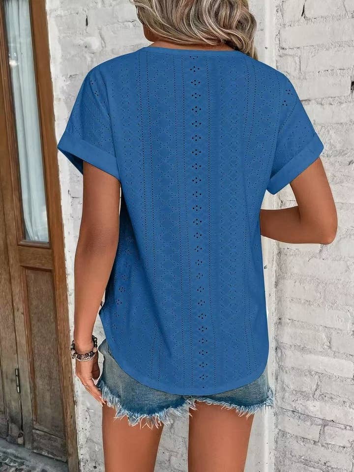 Lovesoft - Wholesale Blouse – Women’s - Women's Casual Short Sleeve Shirts Solid Color Trendy Blouses5