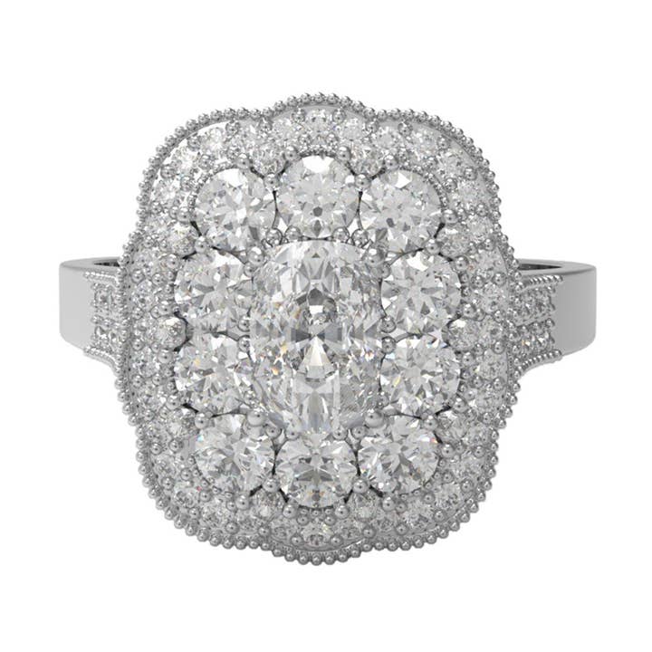 6X4 MM Cushion Moissanite 925 Sterling Silver Cluster Ring for wholesale by Star Joya