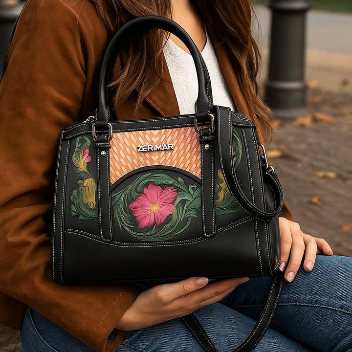 Zerimar 1942 - Wholesale Top Handle Bag - Women's - Zerimar Women's Leather Bag - Exclusive and Casual Engraved 3