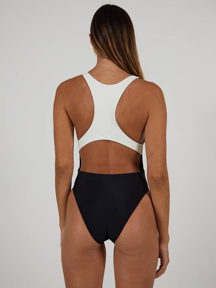 Racerback One - Piece / Black & Ivory for wholesale by THE SALTWATER COLLECTIVE
