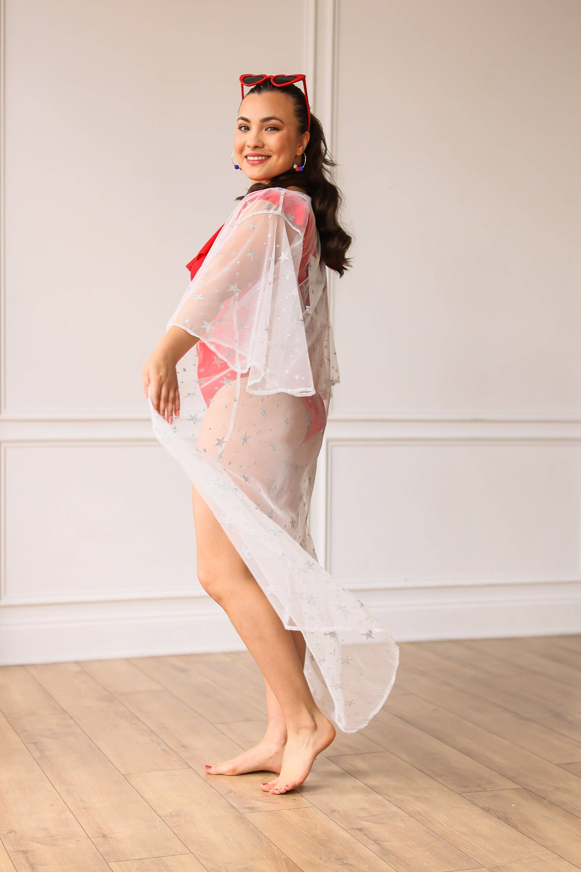 White Starry Night Tulle Coverup for wholesale on Faire1