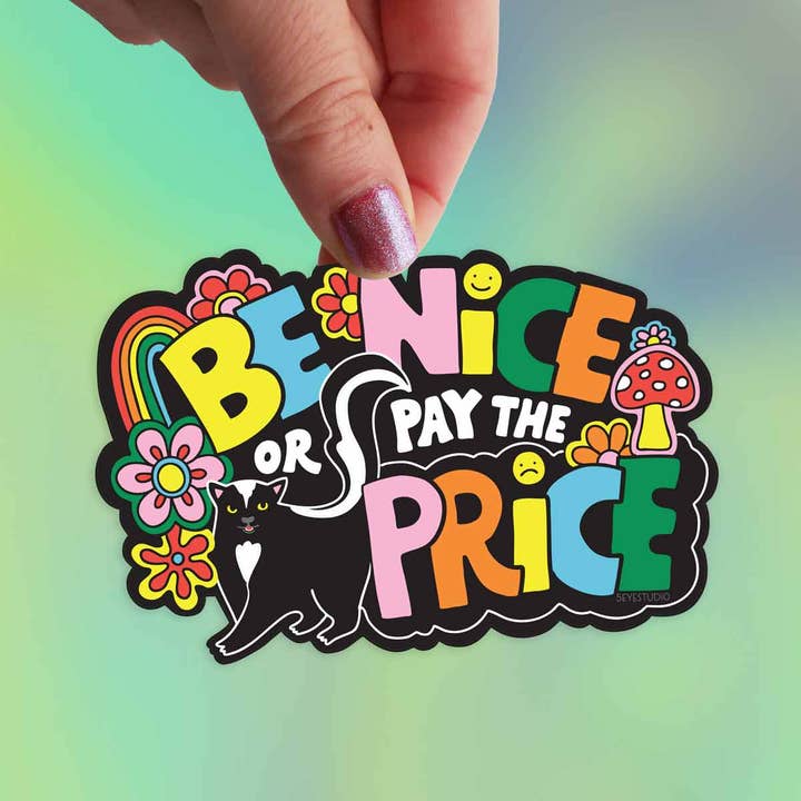 5 Eye Studio - Wholesale Sticker - Be Nice Retro Skunk Vinyl Sticker 0