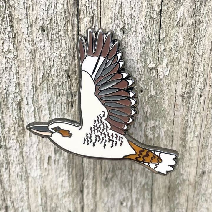 Kookaburra in Flight - Enamel Pin for wholesale by Bridget Farmer Printmaker