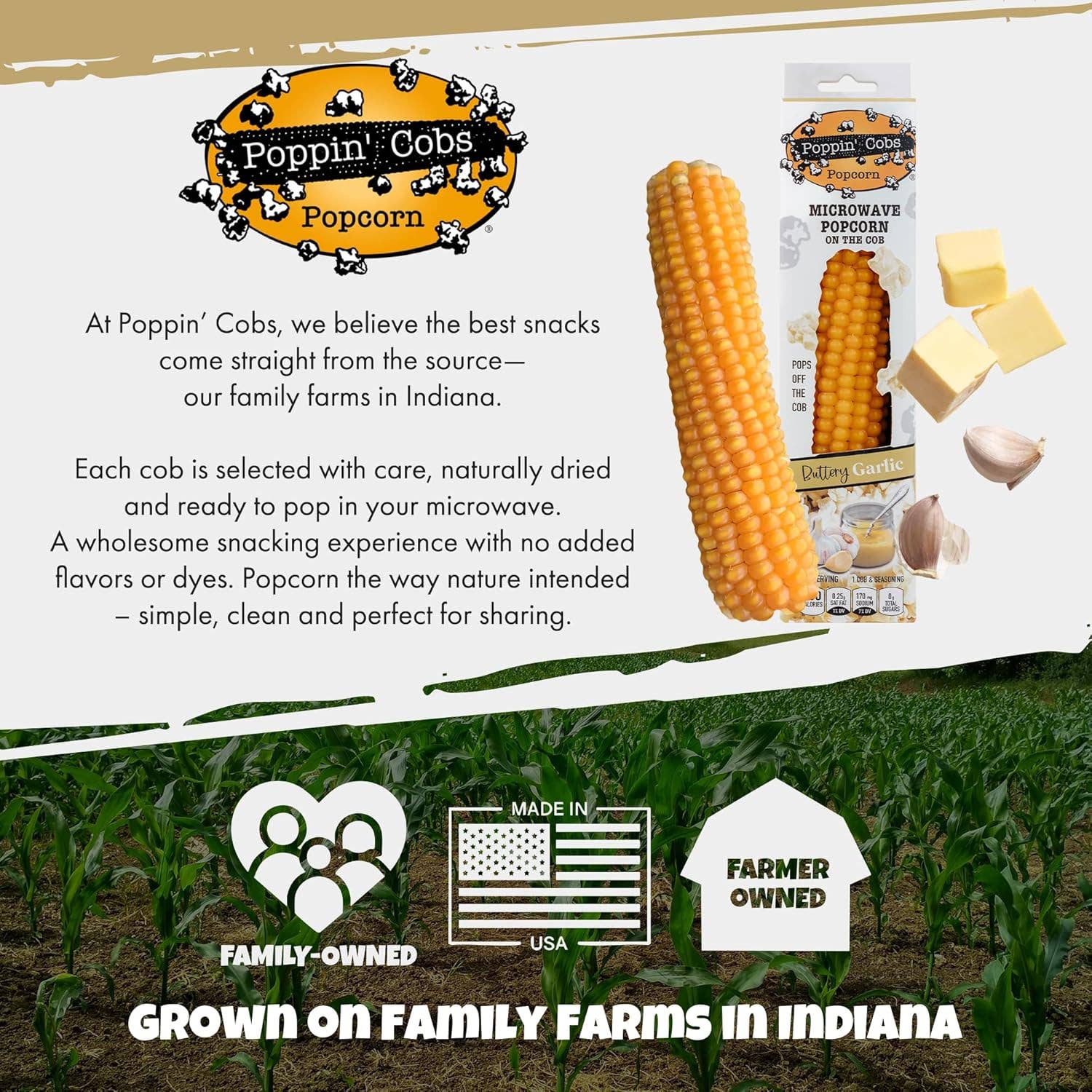 Poppin' Cobs Popcorn - Wholesale Popcorn - Popcorn on the Cob with Buttery Garlic Seasoning 7