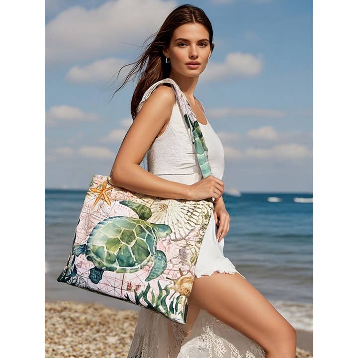 JC Sunny Fashion - Wholesale Tote Bag - Women's - Green Sea Turtle Luxe Shoulder Bag
