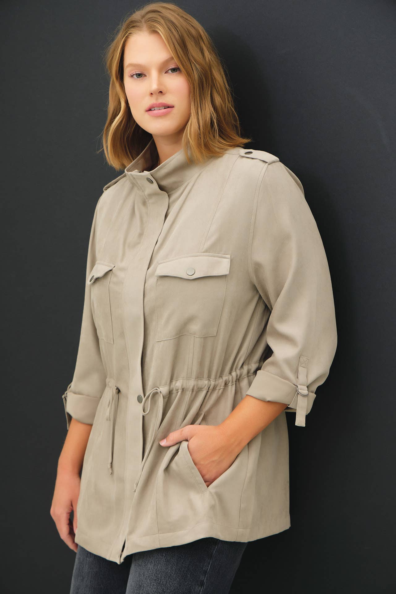 Be Cool - Wholesale Jacket - Women's - PLUS SIZE CINCHED WAIST CARGO UTILITY JACKET1