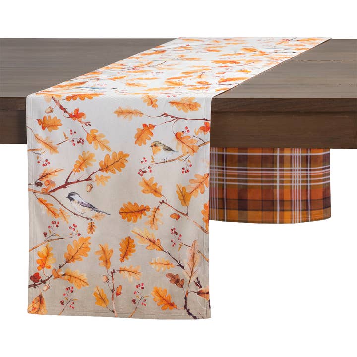 Table Runner 100% Cotton - Double Layer - Oak Leaves Fall for wholesale by Maison d'Hermine - Design in Every Thread