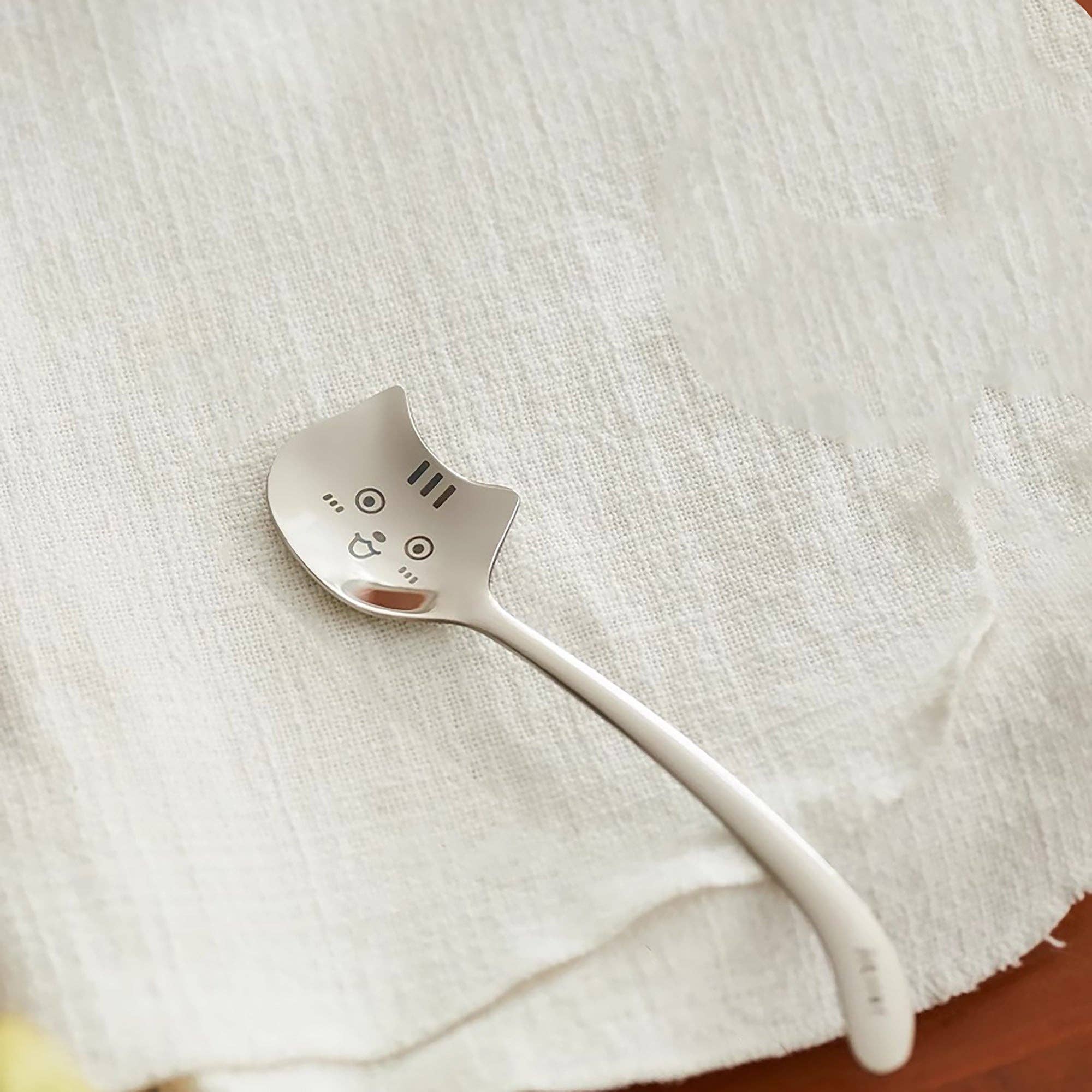 MinoCraft - Vendita all'ingrosso Cucchiai da cucina - Cucchiaio in acciaio inossidabile con incisione di gatto carino2