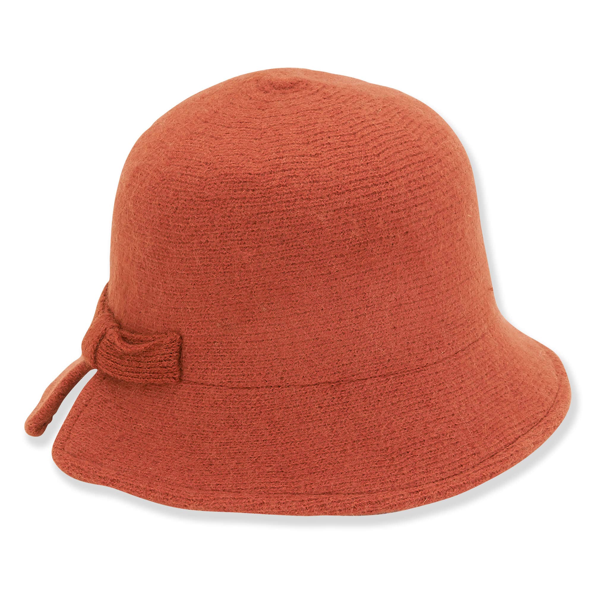 Headwear & Handbag Collections by Sun 'N' Sand - Wholesale Flat Brim Cap - Women’s - Orange, Wool/Poly Bucket, Brim 2.5"0