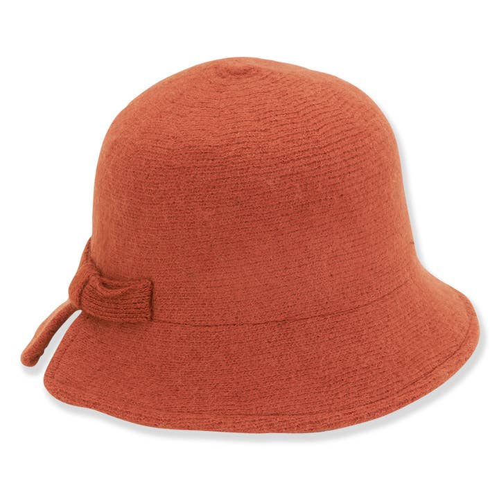Headwear & Handbag Collections by Sun 'N' Sand - Wholesale Flat Brim Cap - Women’s - Orange, Wool/Poly Bucket, Brim 2.5"