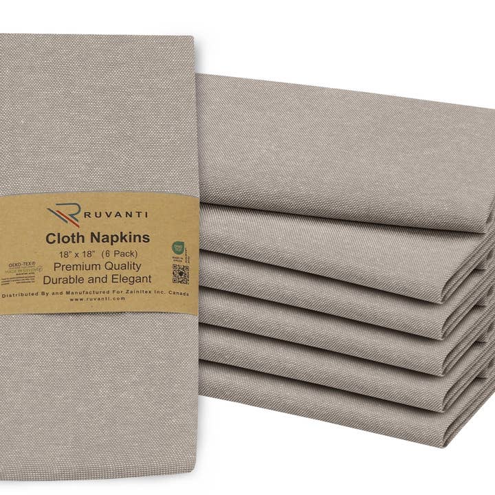Ruvanti - Wholesale Dinner & Cloth Napkin - Box of 288 Cloth Napkins Set, 18x18 Inch, Chambray Fabric