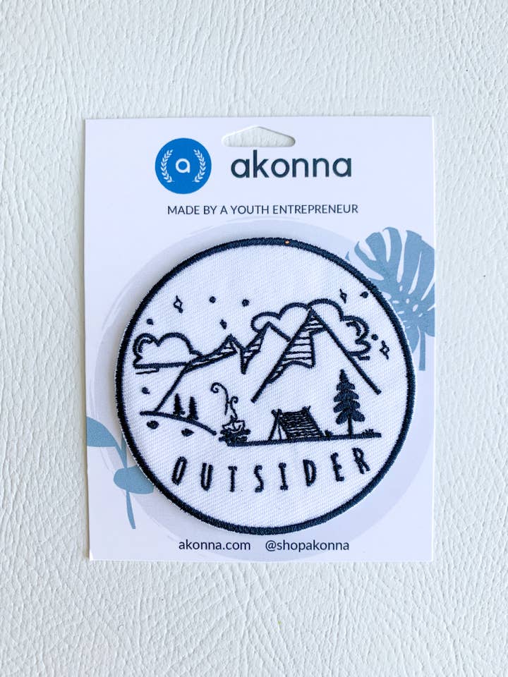 Outsider Embroidered Iron On Patch 3” for wholesale by Akonna