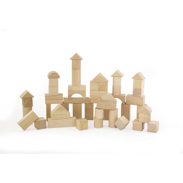 50 blocos naturais de madeira por atacado de TOYS SERVICE, SL. -ANDREU TOYS-