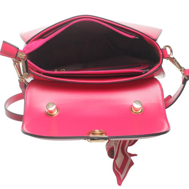 Bessie London - Wholesale Top Handle Bag - Women's - URBAN SCARF FLAP OVER TOP HANDLE CROSS BODY BAG