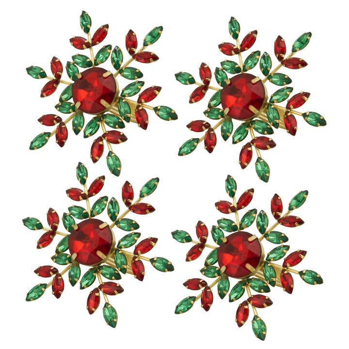 Saro Lifestyle - Wholesale Napkin ring - Festive Flurry Beaded Snowflake Napkin Ring (Set of 4)9