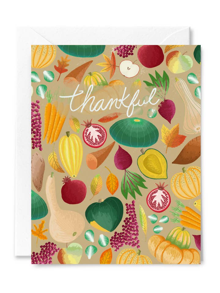 Thankful Thanksgiving Greeting Card for wholesale by Courtney Beyer Design