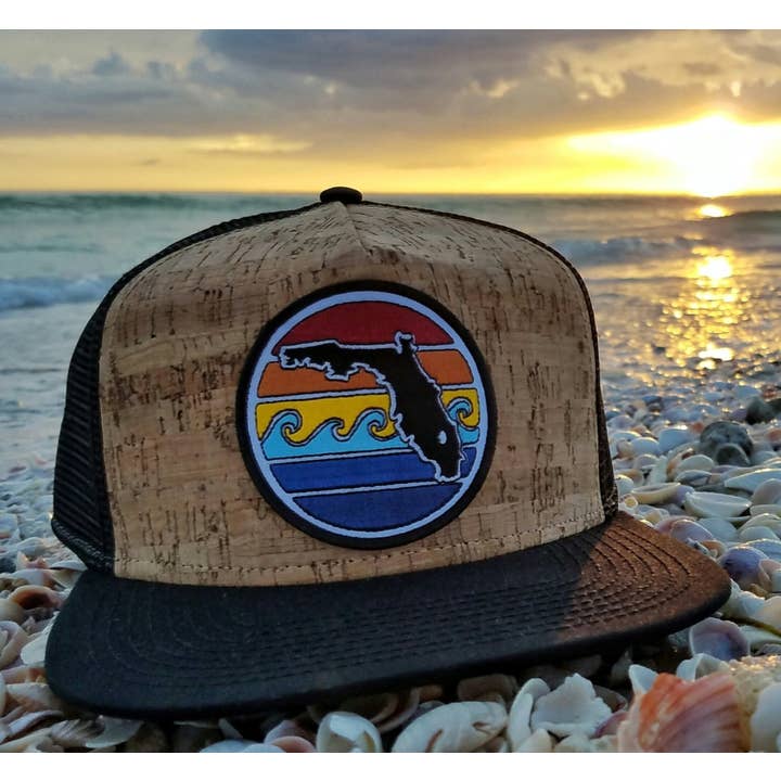 Sunshine State Goods - Wholesale Trucker hat – Unisex - Florida Sunset Trucker - Cork & Black1