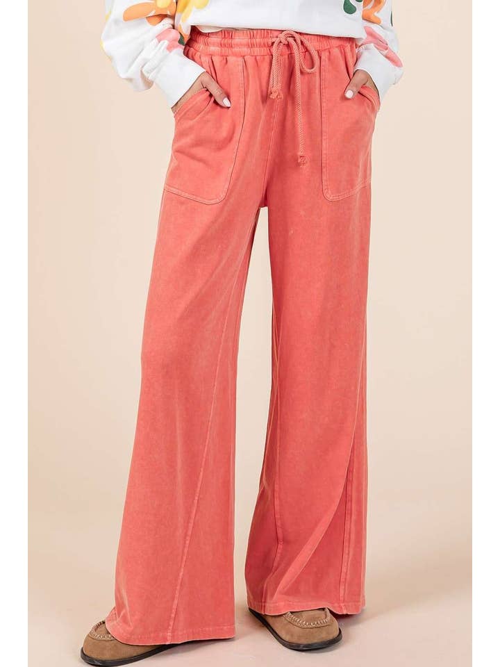 mittoshop - Wholesale Pants - Women's - MINERAL WASH FRENCH TERRY WIDE LEG PANTS24