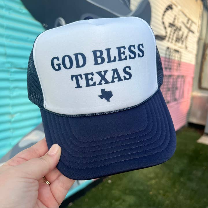 God Bless Texas Trucker Cap (Multiple Color Options) for wholesale by Turquoise & Tequila