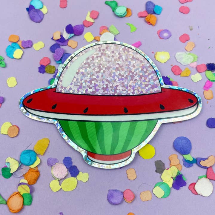 Space Melon: Waterproof Vinyl Sticker for wholesale by A Little Spark