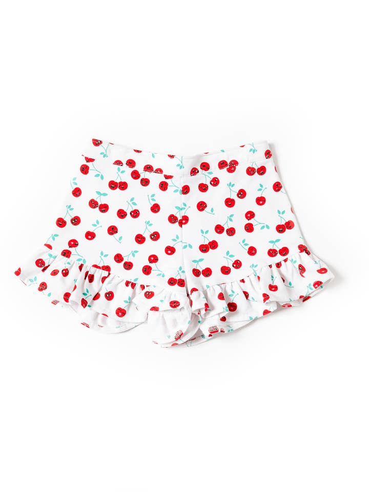Girls Cherry Ruffle Short for wholesale by Kinderkind