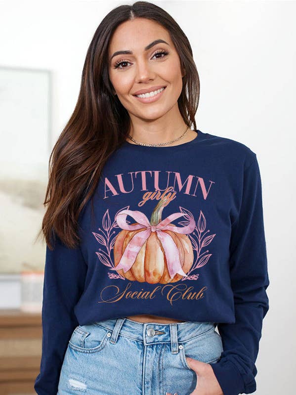 Fall Clothing Autumn Girly Social Club Long Sleeves Top 157225 for wholesale by Cali Boutique Wholesale