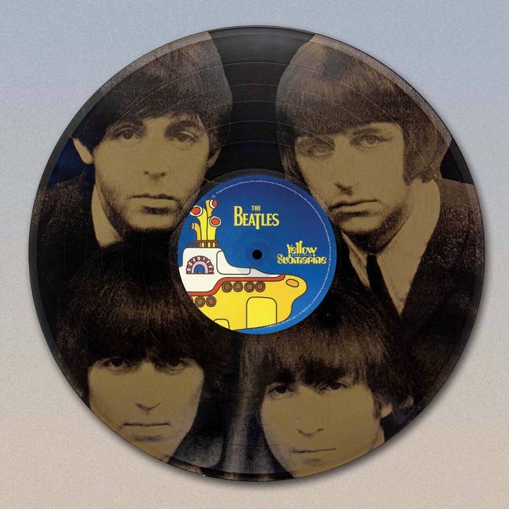 The Beatles Yellow Sunmarine 12" Black Vinyl Lp Laser Etched for wholesale by Gold Record Outlet