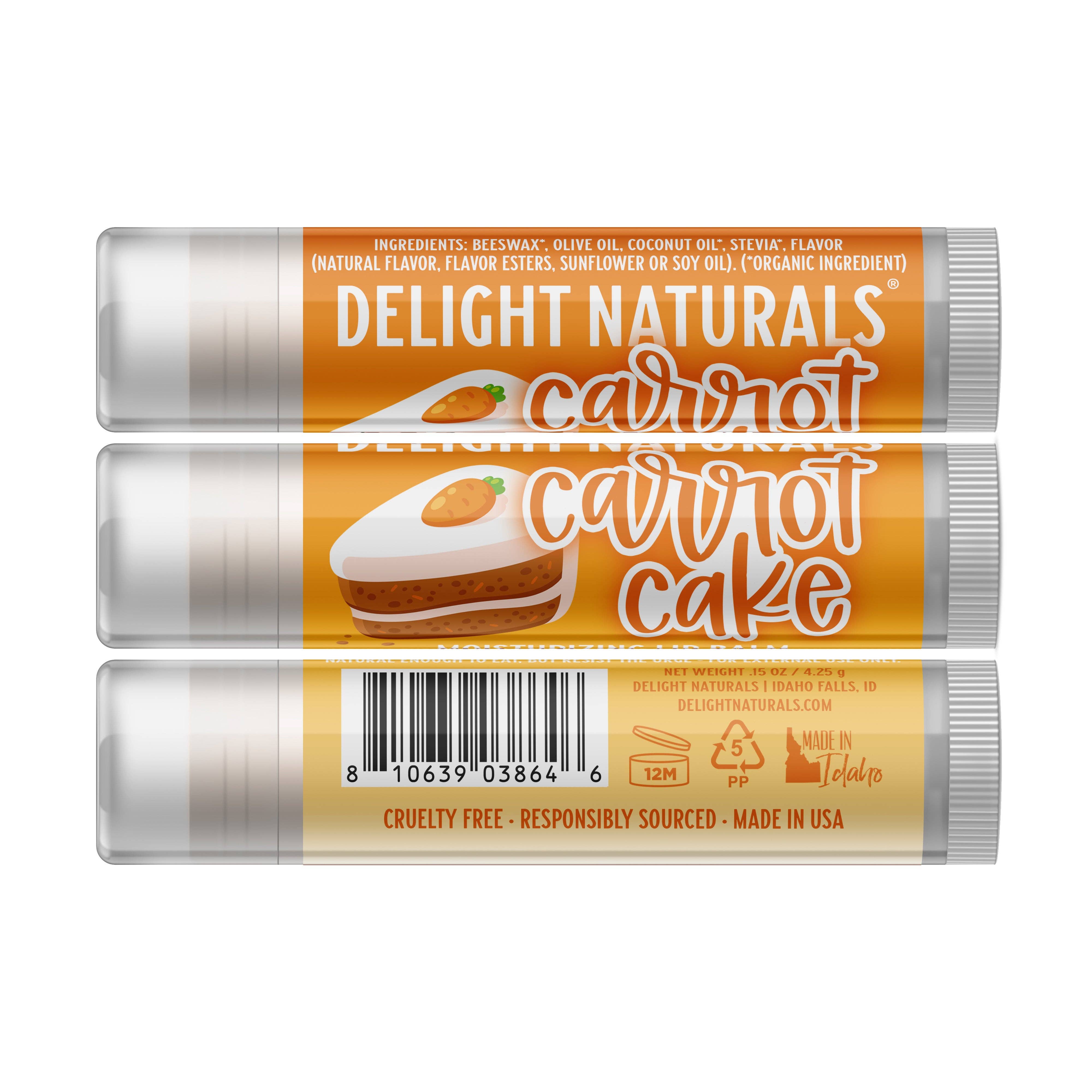 Delight Naturals - Vendita all'ingrosso Burro di cacao - Balsamo per labbra Carrot Cake1
