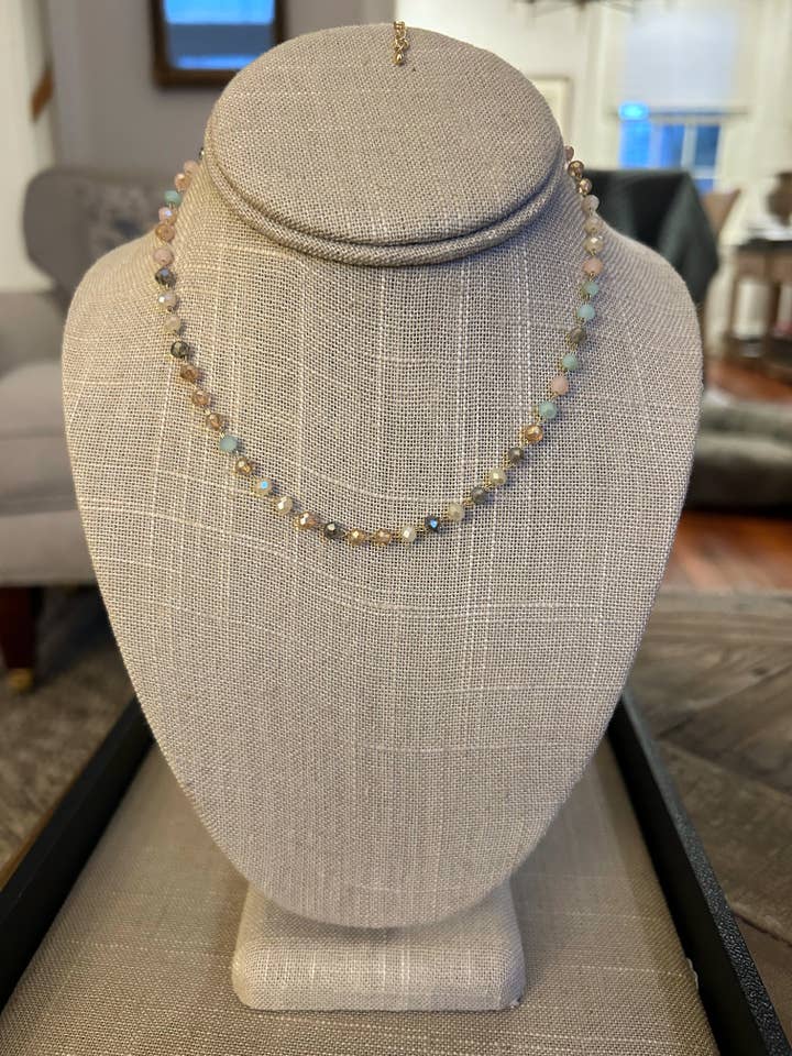 Collar corto de vidrio facetado flexible para venta al por mayor de Crossroads Accessories Inc