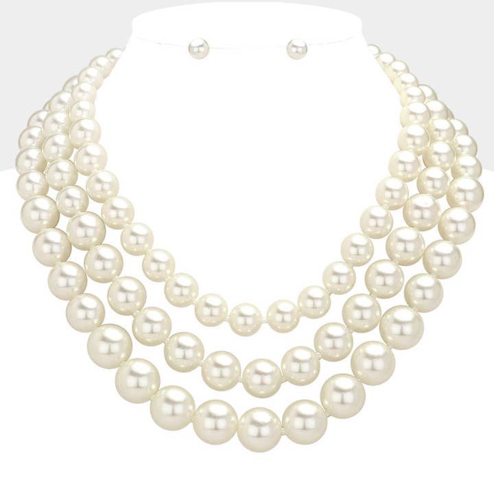 Triple Layered Pearl Necklace for wholesale by Sensibling Corp.