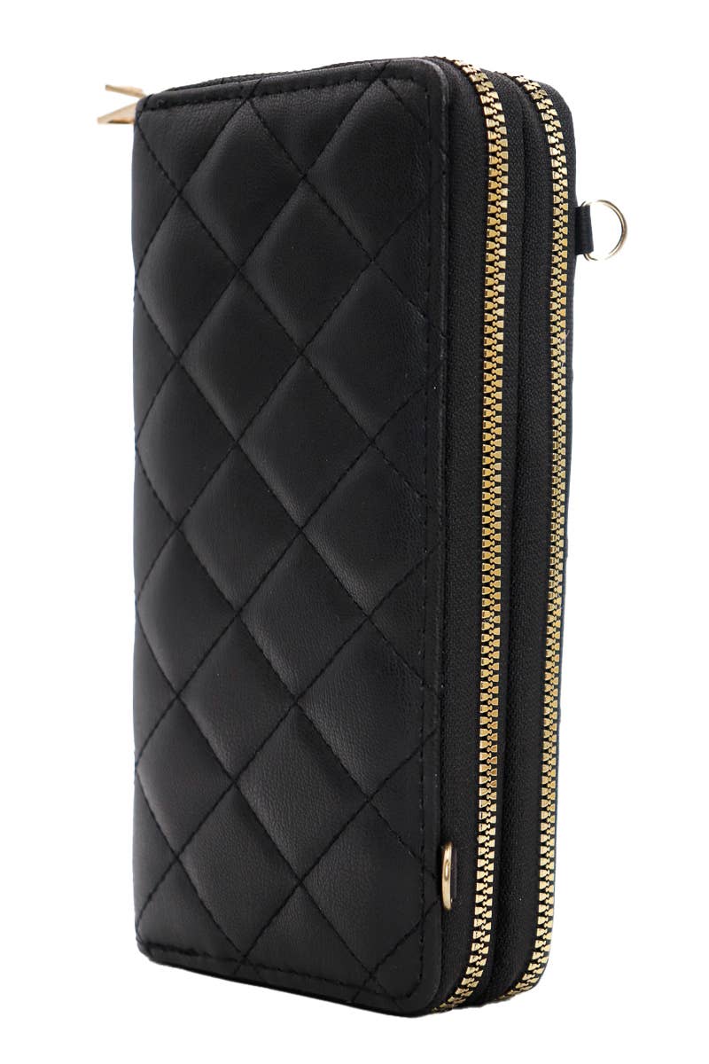 Cap Zone - Wholesale Wallet - Women's - Diamond Quilted PU Double Zipper Continental Wallet Bag1