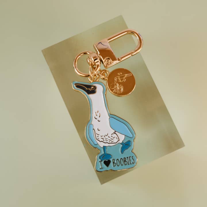 Acorn & Artisan - Wholesale Keychain - Unisex - Bird Keychain | Blue-Footed Booby Design1
