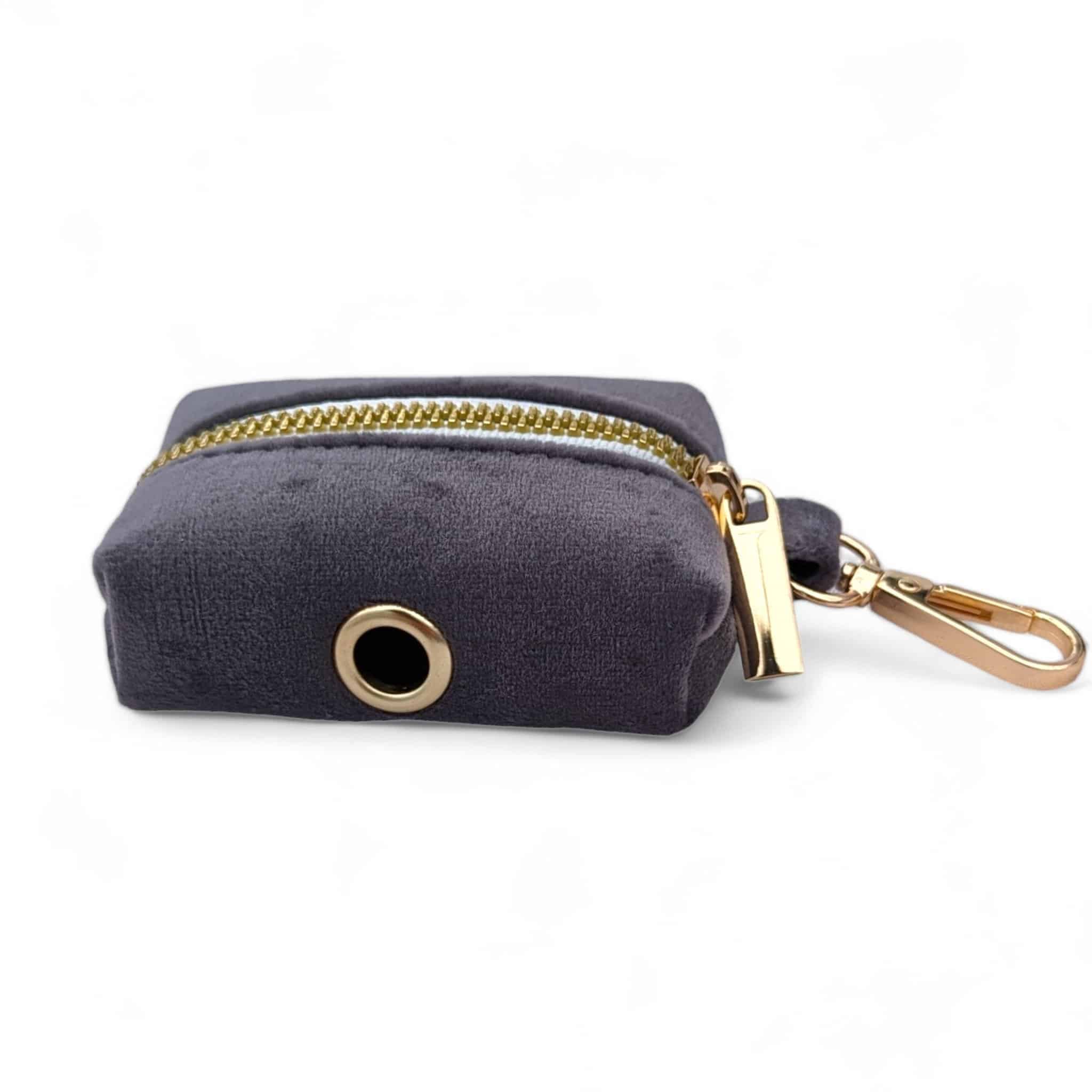 Queenie's Pawprints - Wholesale Pet poo bag dispenser - Luxe Velvet Poop Bag Holder - Slate Grey0