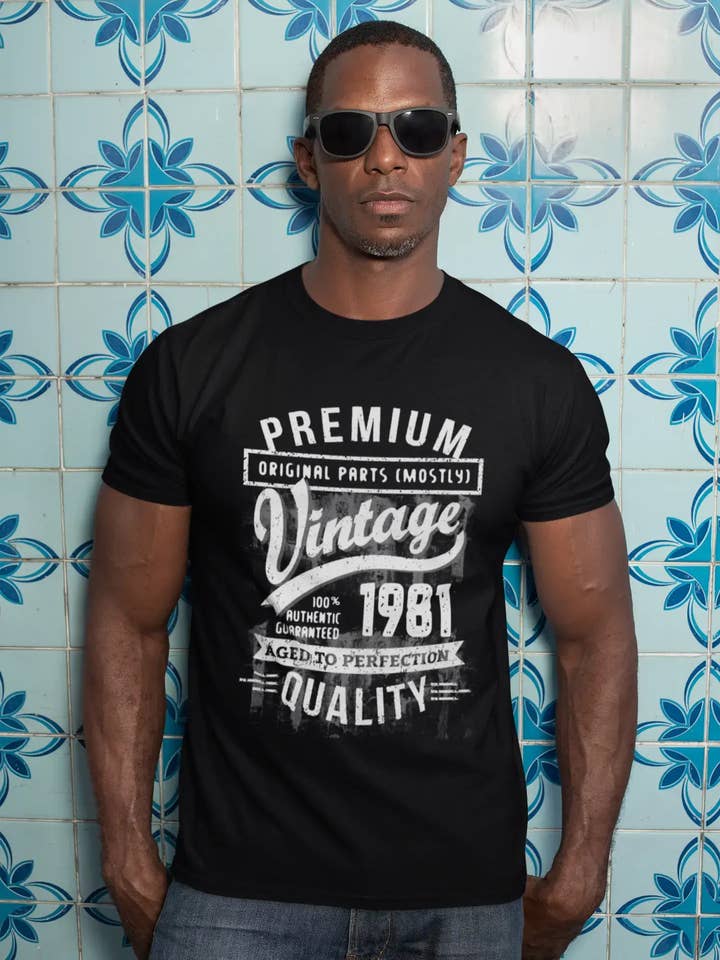 ULTRABASIC - Graphic Men's 1981 Aged to Perfection Birthday Gift T-Shirt for wholesale by ULTRABASIC