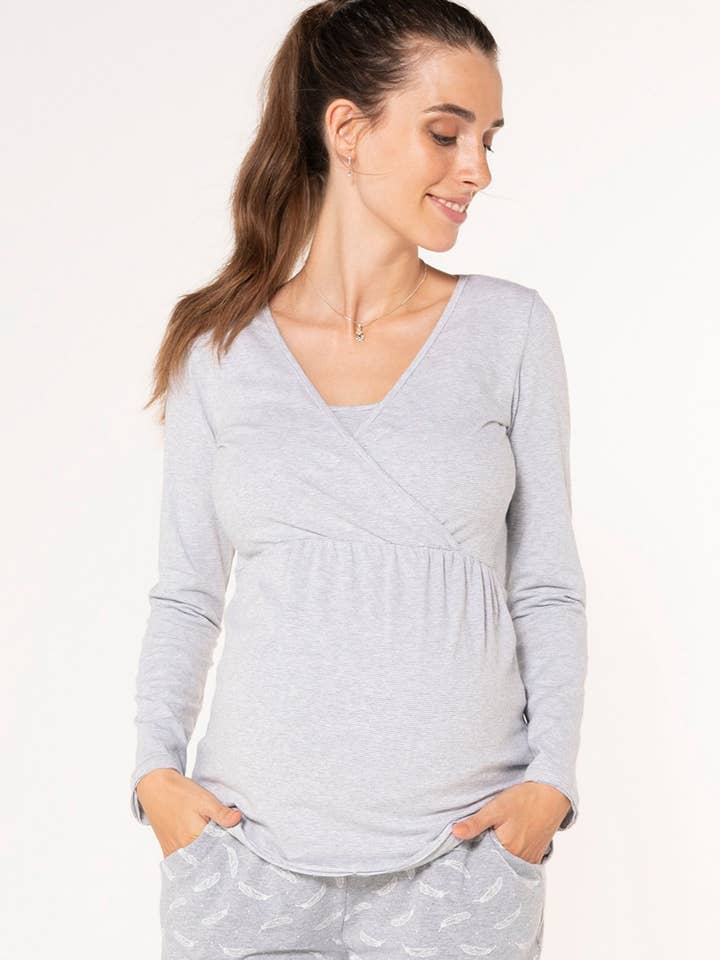 T-shirt rayé à col croisé pour la vente par Ohma Barcelona