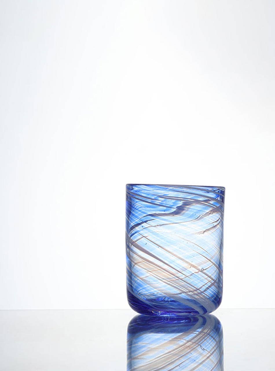 TUTU Home - Wholesale Drinking Glass/Cup - "La Mer" Swirl Glass Tumbler 460ml | Blue Handblown3
