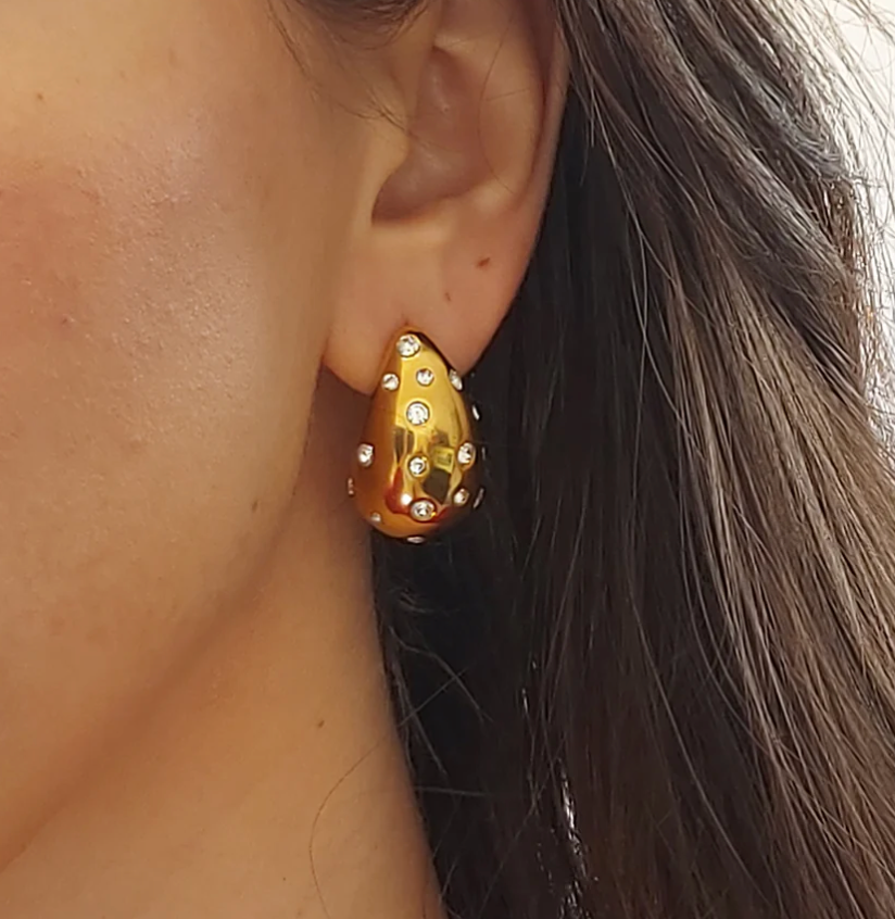 HoopLa – Brincos de argola por atacado – Ícone Gota de Lágrima - Aço Inoxidável e Zircônia Cúbica8