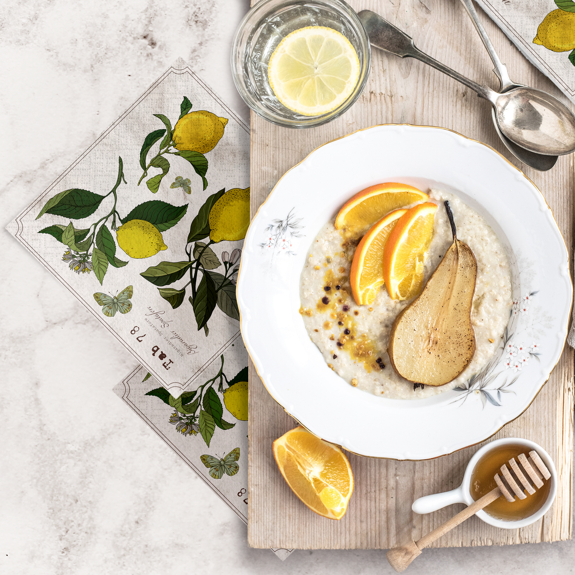 European Excellency - Wholesale Disposable Napkin - Lemon Botany Cocktail Napkins1