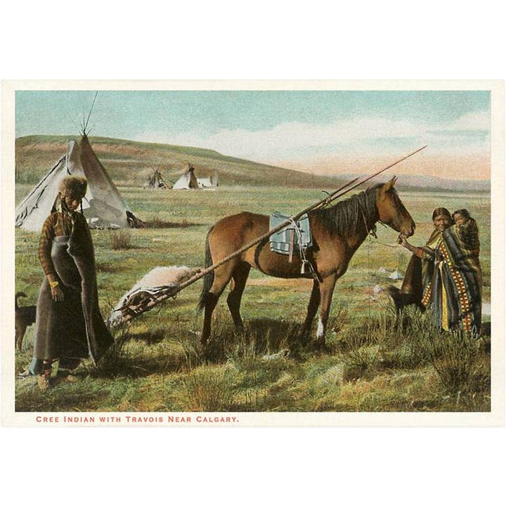 Postcard NA-78 Cree Indian with Travois for wholesale by Found Image Press