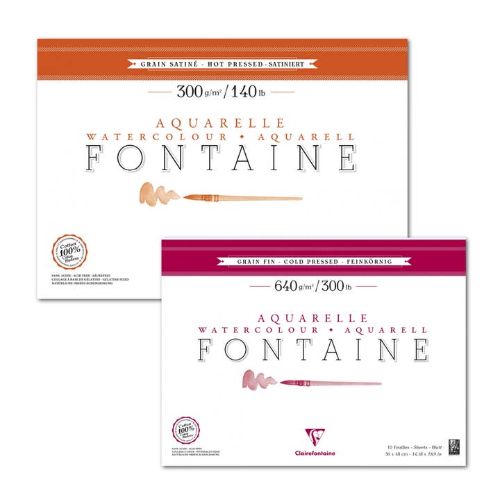 Blocs de papier aquarelle Fontaine - Presse à chaud et à froid pour la vente par Exaclair