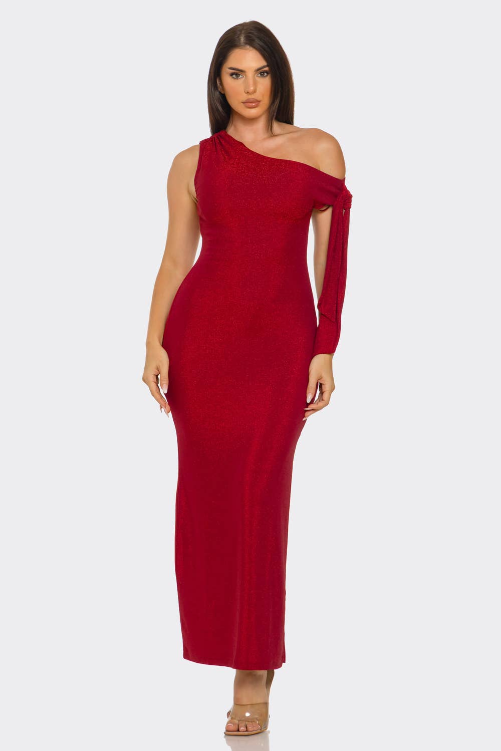 Julia by LoveJ - Wholesale Dress - Women's - Asymmetric One Shoulder Tie Side Slit Maxi Dress 5