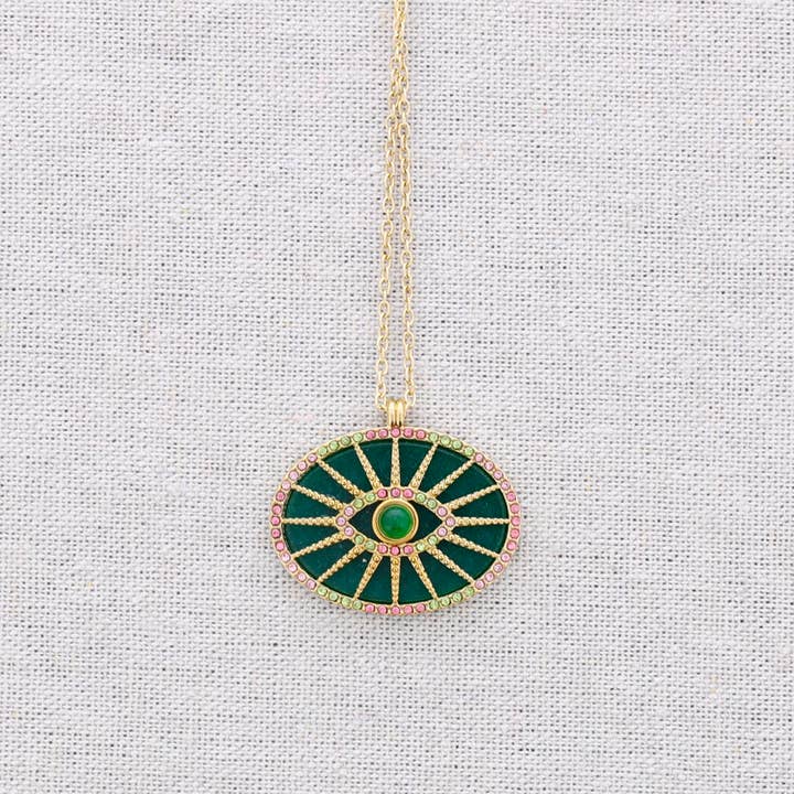 Sonata - Vendita all'ingrosso Collana con ciondolo/pendaglio - Collana in acciaio con pendente a occhio in cristalli4