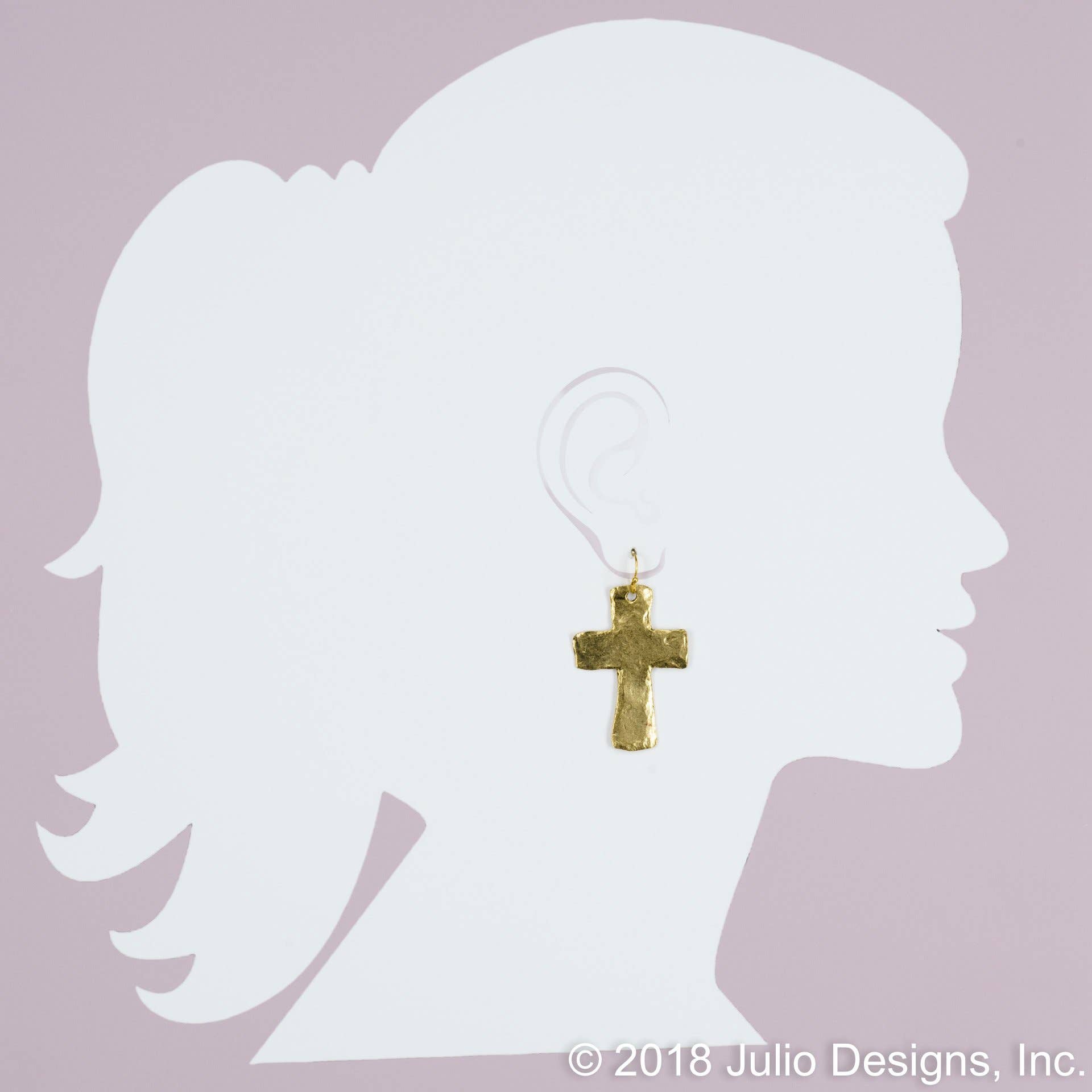 Julio Designs – Engroshandel Hængeøreringe og creoløreringe – ER360 Hammered Cross Øreringe på fiskekrog Earwire1