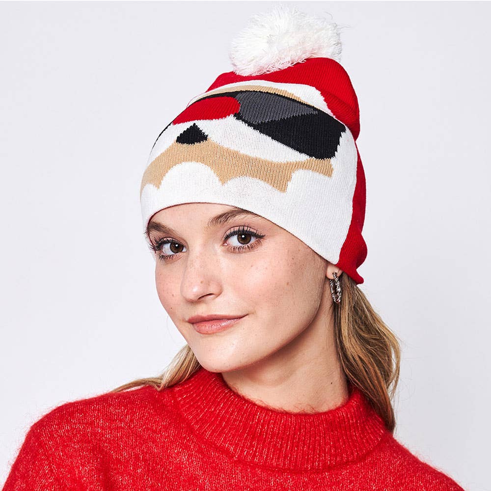 Sensibling Corp. - Wholesale Beanie - Women's - Sunglasses Santa Claus Pom Pom Beanie Hat1