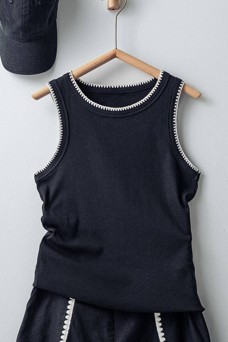 Urban Daizy - Wholesale Tank Top - Women's - Contrast Trim Ribbed Minimalist Statement Tank Top26